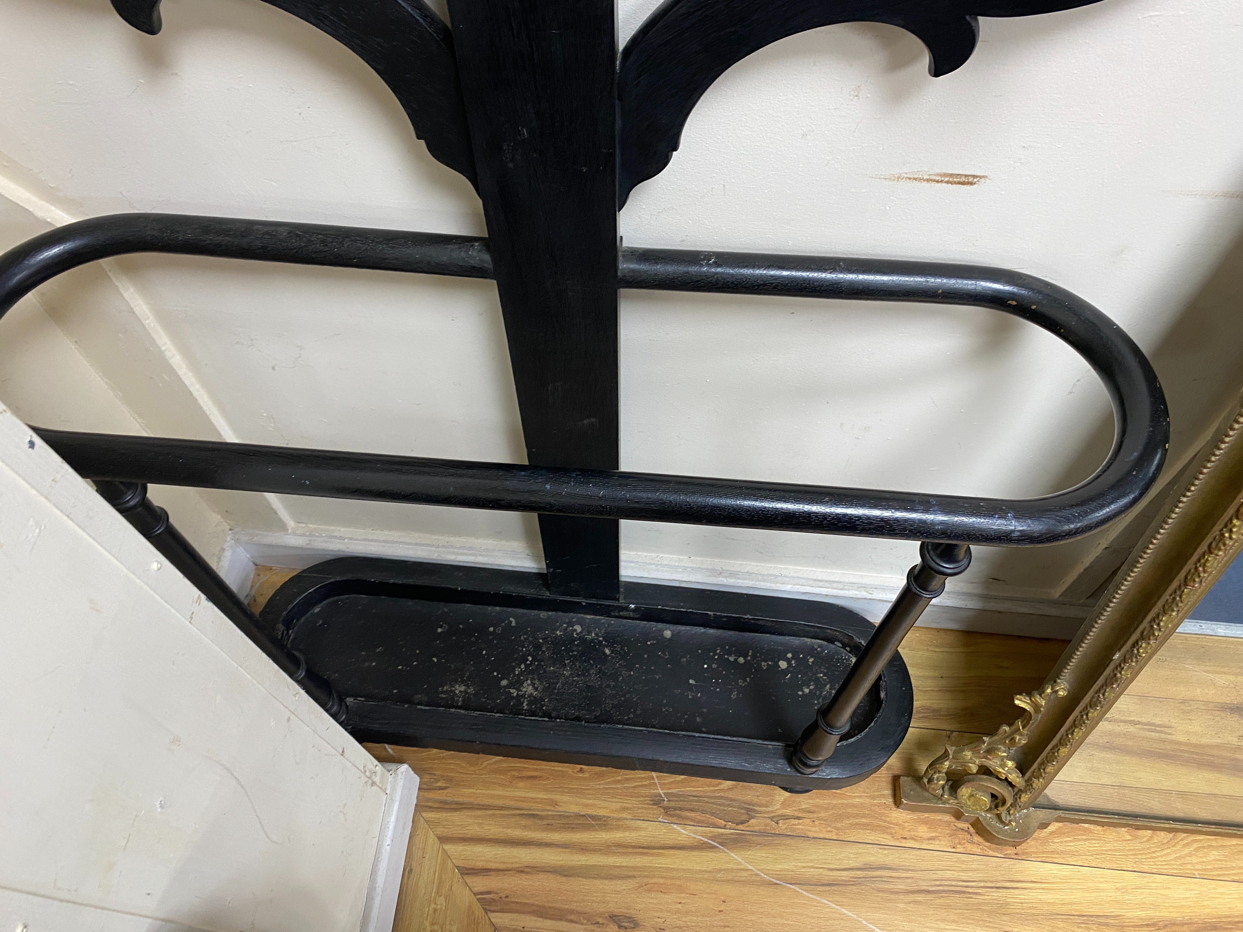 A Victorian and later painted oak hall stand